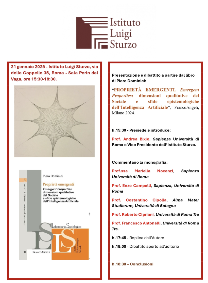 Presentazione del volume: "Propriet&agrave; emergenti. Dimensioni qualitative del Sociale e sfide epistemologiche dell&rsquo;Intelligenza Artificiale&rdquo; 